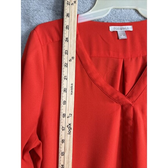 Roz & Ali Top Woman’s Small Red Blouse V Neck Shirt - Picture 12 of 16